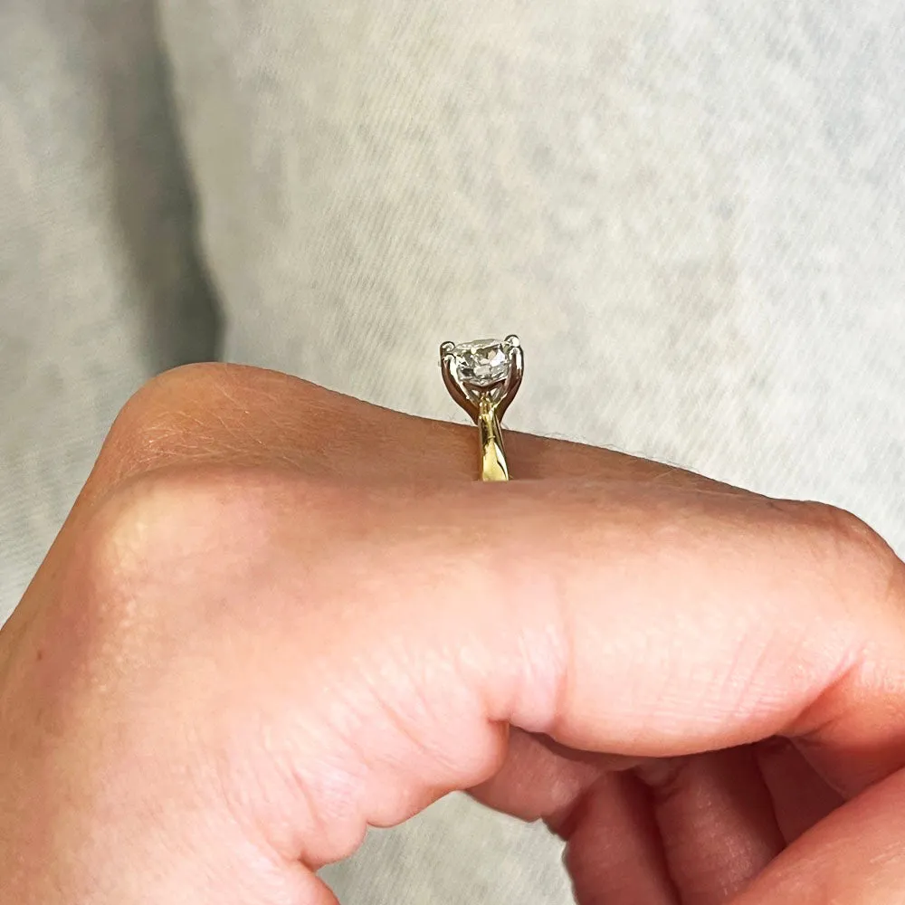 18ct Gold and Platinum 1.00ct Brilliant Cut Lab Grown Diamond Solitaire Ring D VS1