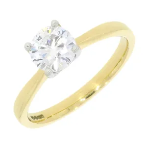 18ct Gold and Platinum 1.00ct Brilliant Cut Lab Grown Diamond Solitaire Ring D VS1