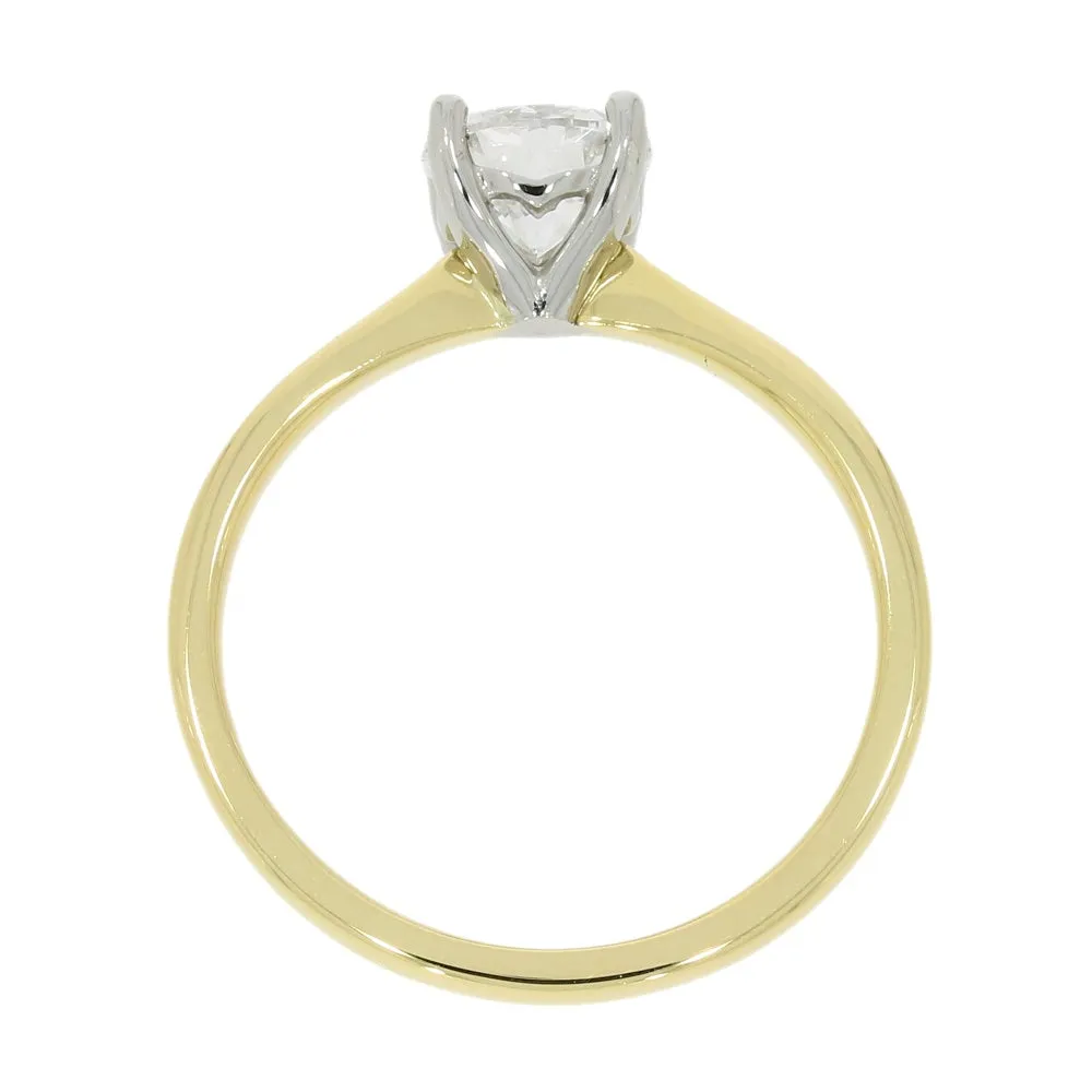 18ct Gold and Platinum 1.00ct Brilliant Cut Lab Grown Diamond Solitaire Ring D VS1