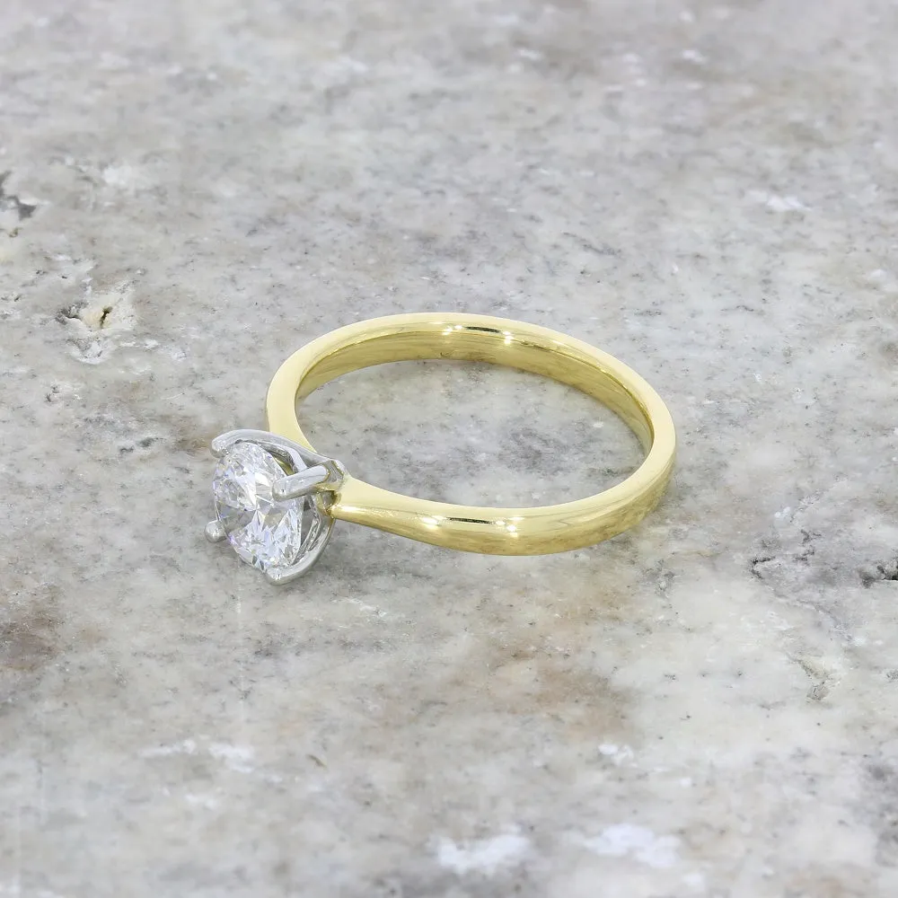 18ct Gold and Platinum 1.00ct Brilliant Cut Lab Grown Diamond Solitaire Ring D VS1