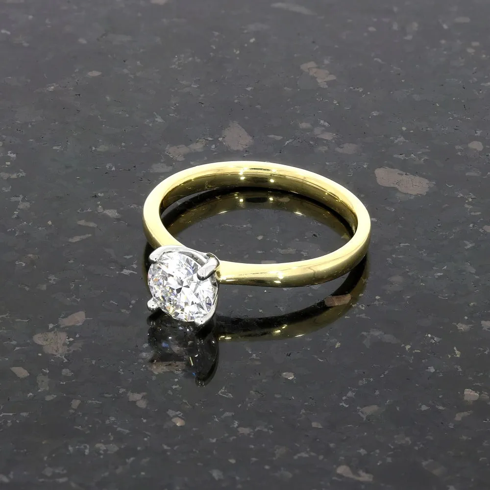 18ct Gold and Platinum 1.00ct Brilliant Cut Lab Grown Diamond Solitaire Ring D VS1