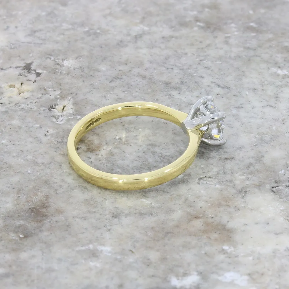18ct Gold and Platinum 1.00ct Brilliant Cut Lab Grown Diamond Solitaire Ring D VS1