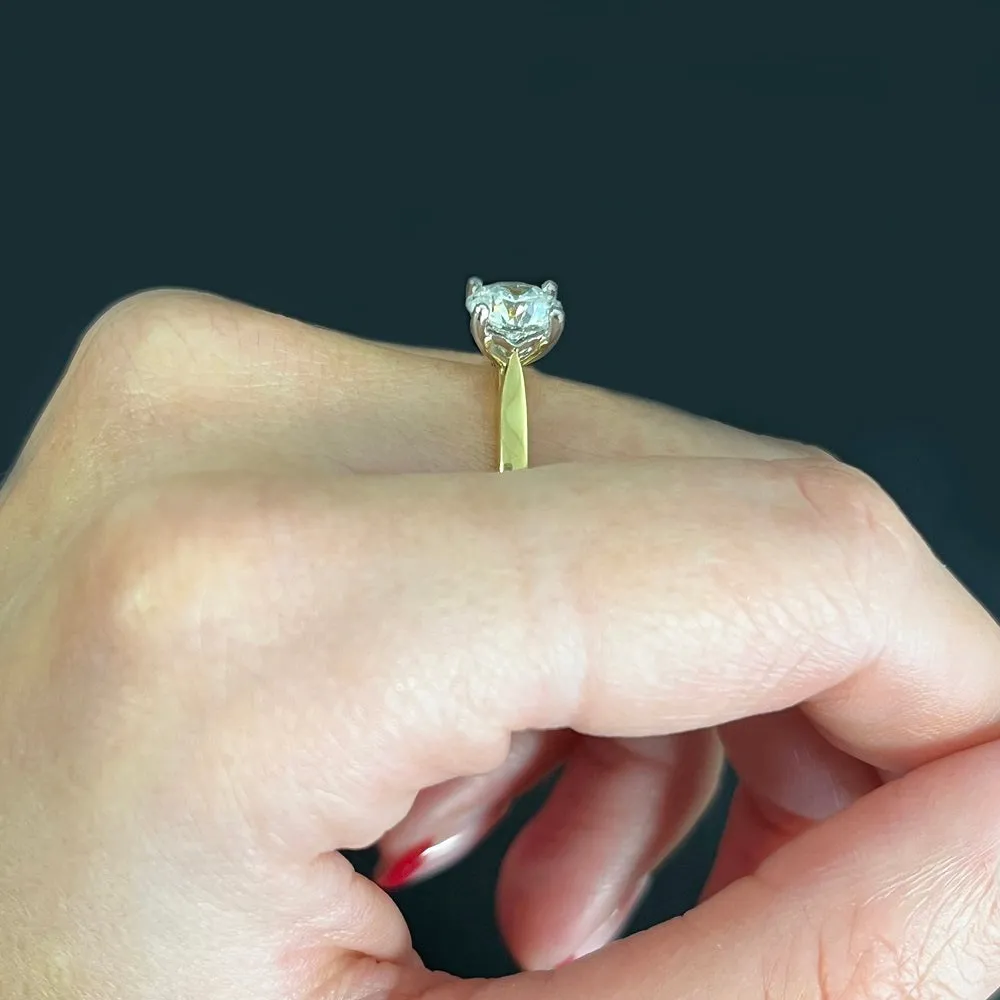 18ct Gold and Platinum 1.23ct Brilliant Cut Lab Grown Diamond Solitaire Ring D VS2