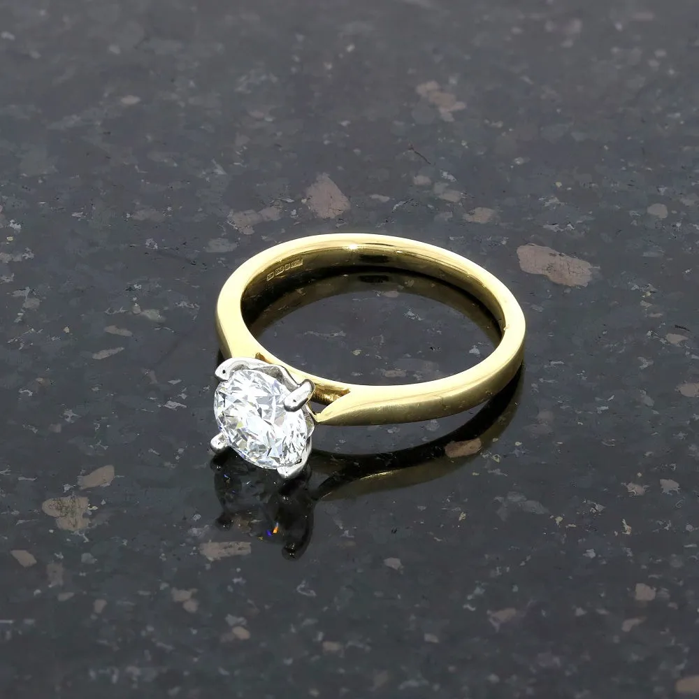 18ct Gold and Platinum 1.23ct Brilliant Cut Lab Grown Diamond Solitaire Ring D VS2