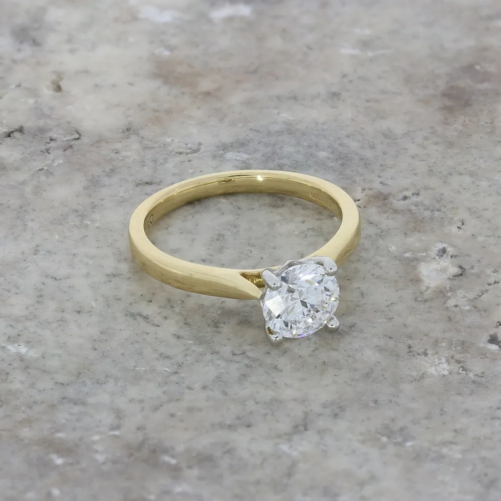 18ct Gold and Platinum 1.23ct Brilliant Cut Lab Grown Diamond Solitaire Ring D VS2