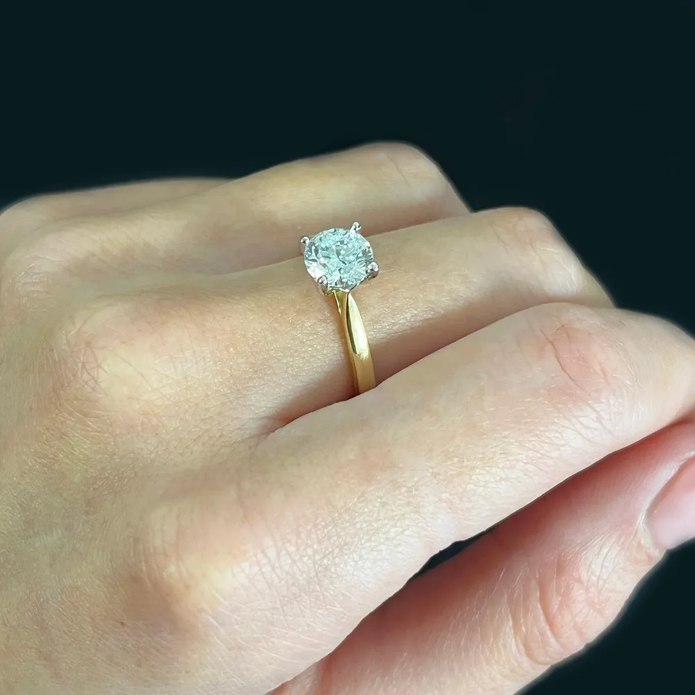 18ct Gold and Platinum 1.23ct Brilliant Cut Lab Grown Diamond Solitaire Ring D VS2