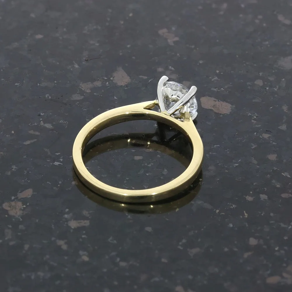 18ct Gold and Platinum 1.23ct Brilliant Cut Lab Grown Diamond Solitaire Ring D VS2