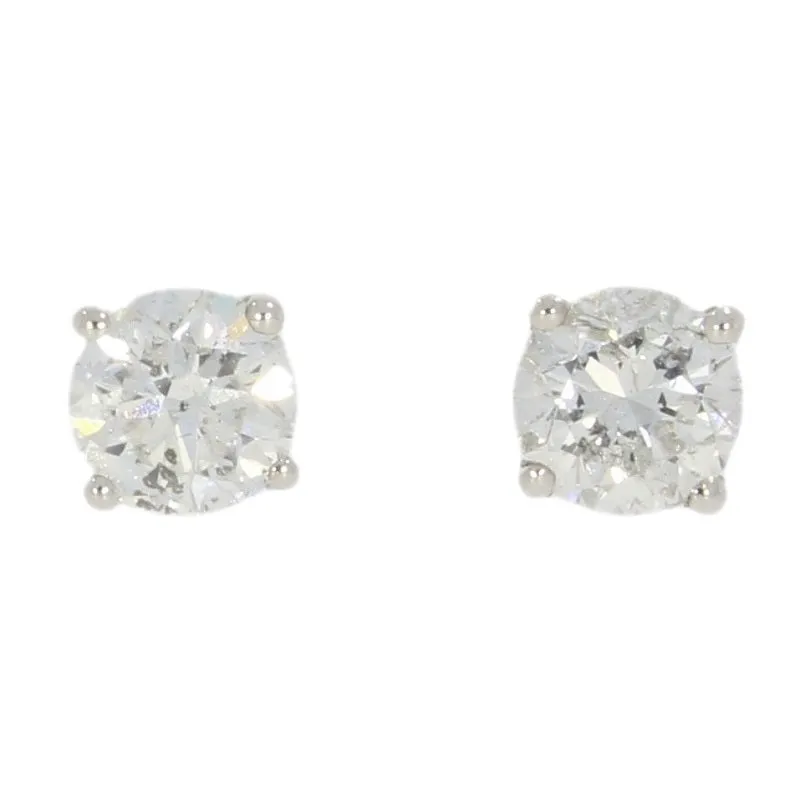 18ct White Gold 1.01ct Solitaire Diamond Stud Earrings