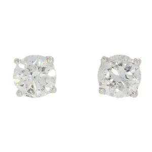 18ct White Gold 1.01ct Solitaire Diamond Stud Earrings