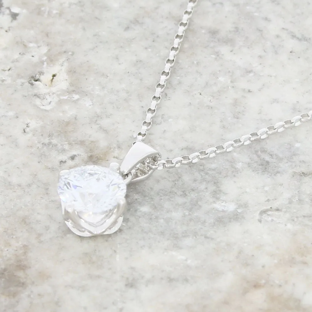 9ct White Gold 1.00cts Lab Grown Brilliant Cut Diamond Pendant and Chain