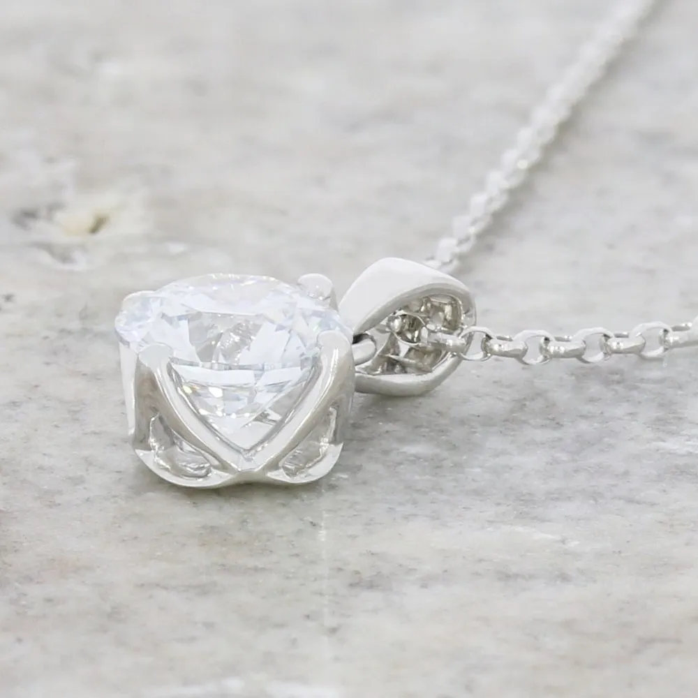 9ct White Gold 1.00cts Lab Grown Brilliant Cut Diamond Pendant and Chain