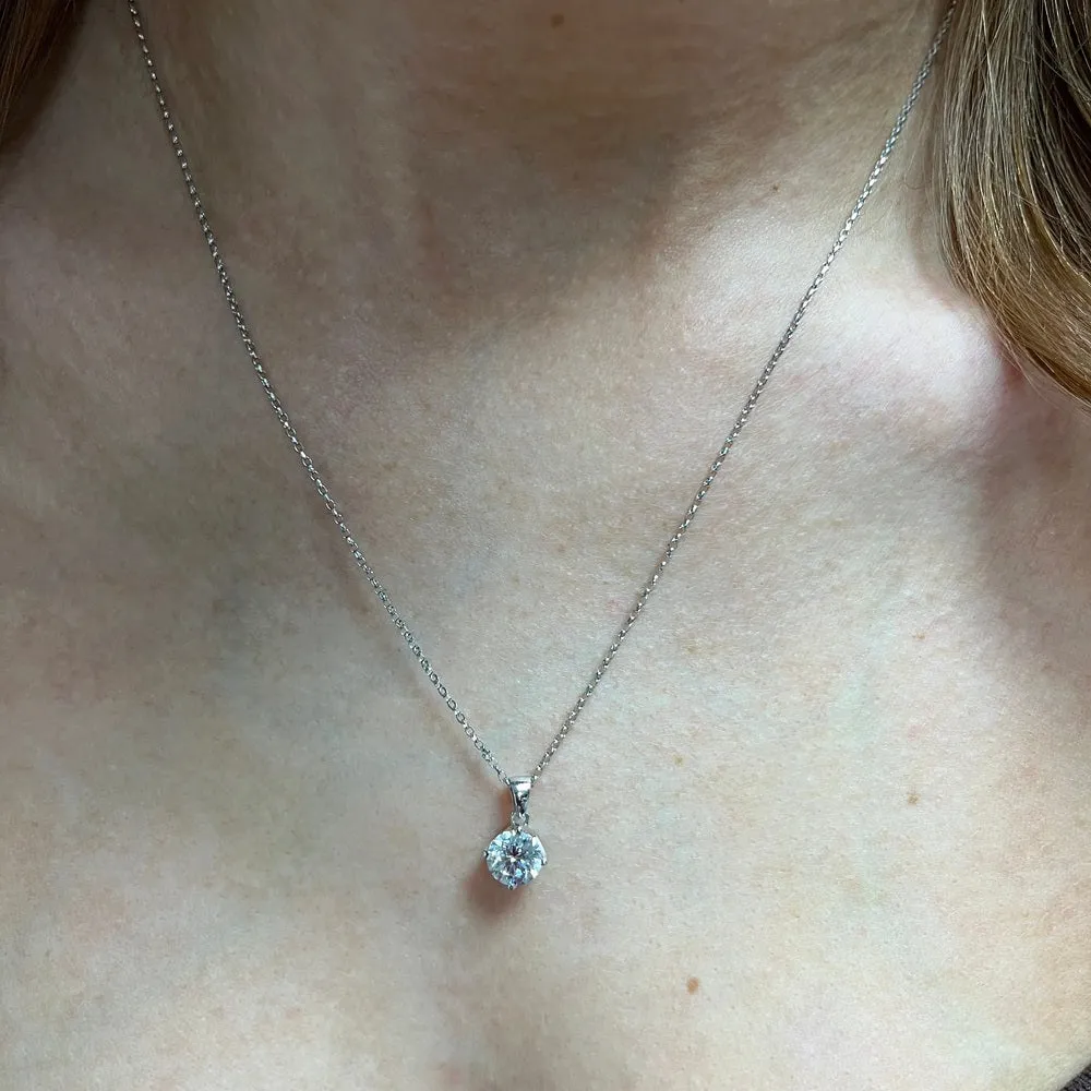 9ct White Gold 1.00cts Lab Grown Brilliant Cut Diamond Pendant and Chain