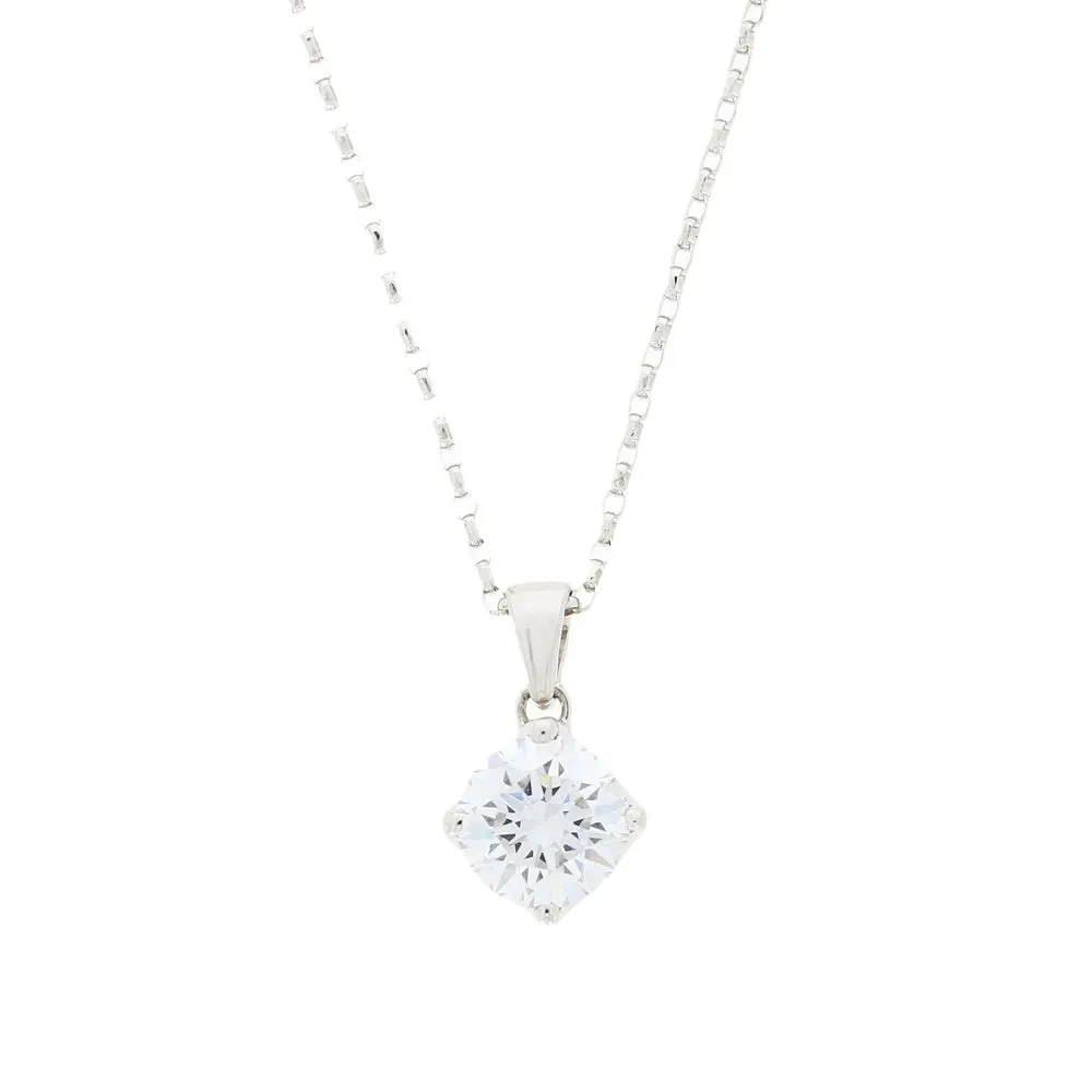 9ct White Gold 1.00cts Lab Grown Brilliant Cut Diamond Pendant and Chain