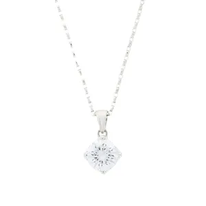 9ct White Gold 1.00cts Lab Grown Brilliant Cut Diamond Pendant and Chain