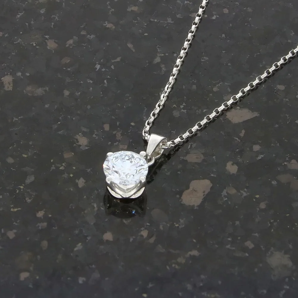 9ct White Gold 1.00cts Lab Grown Brilliant Cut Diamond Pendant and Chain