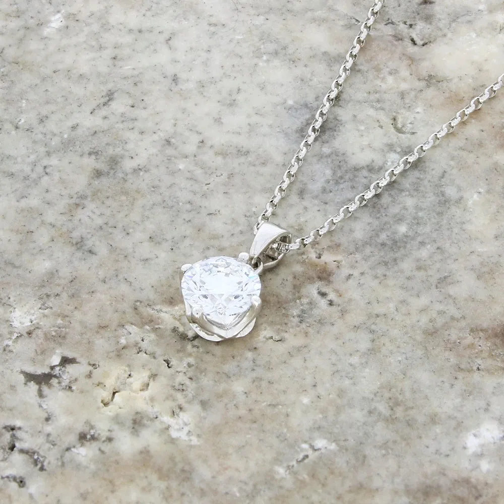 9ct White Gold 1.00cts Lab Grown Brilliant Cut Diamond Pendant and Chain