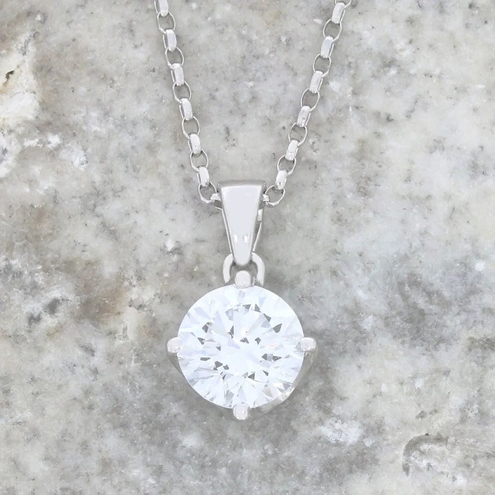 9ct White Gold 1.00cts Lab Grown Brilliant Cut Diamond Pendant and Chain