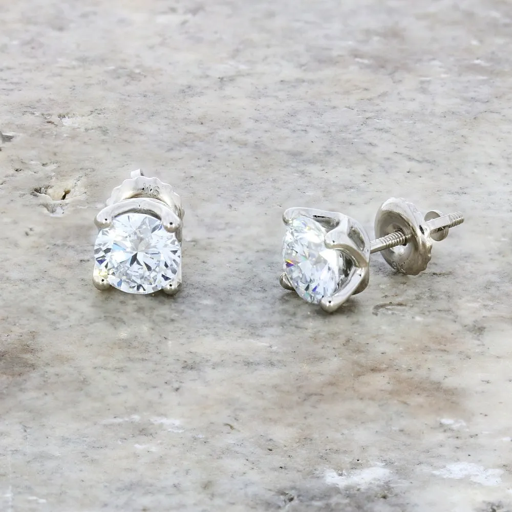 9ct White Gold 1.50cts Lab Created Brilliant Cut Diamonds Solitaire Stud Earrings