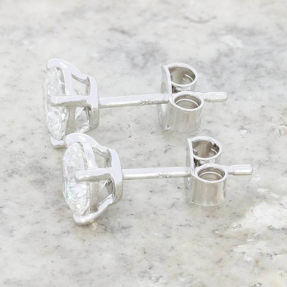 9ct White Gold 1.51cts Lab Created Brilliant Cut Diamond Solitaire Stud Earrings