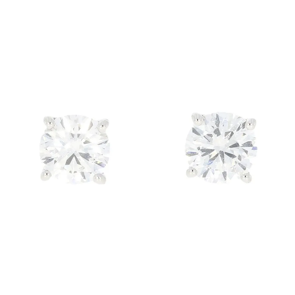 9ct White Gold 1.51cts Lab Created Brilliant Cut Diamond Solitaire Stud Earrings