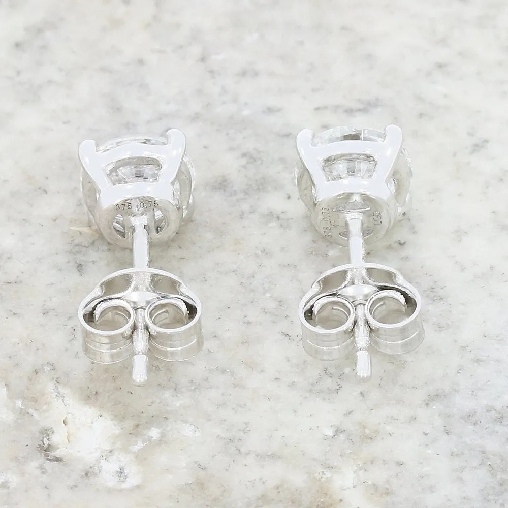 9ct White Gold 1.51cts Lab Created Brilliant Cut Diamond Solitaire Stud Earrings