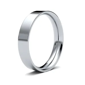9ct White Gold 4.0mm Flat Court Medium Weight Polished Ladies Wedding Ring