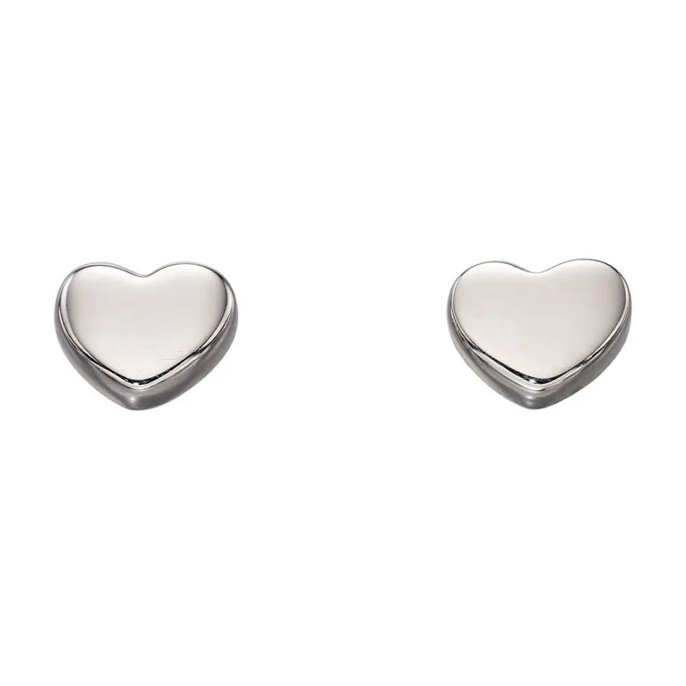 9ct White Gold Heart Stud Earrings GE2178