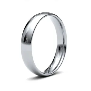 9ct White Gold Traditional Court 4mm Light Weight Polished Ladies Wedding Ring