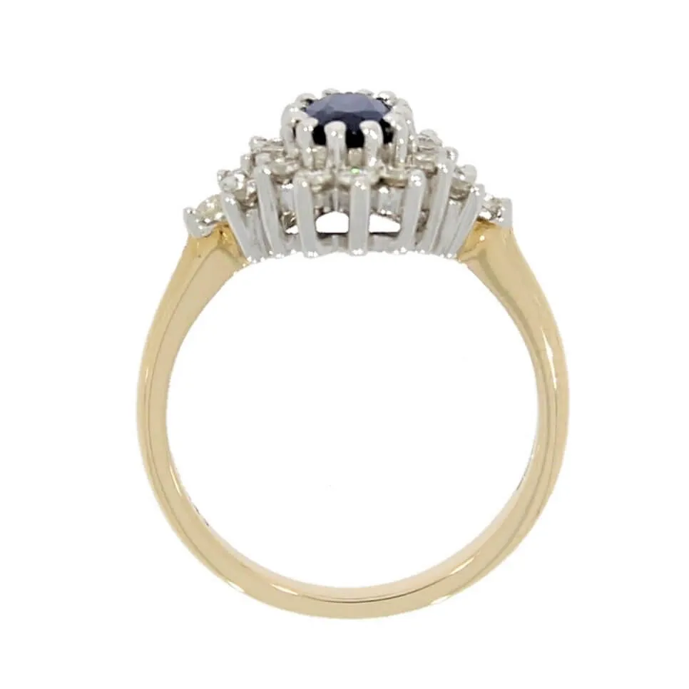 9ct Yellow Gold 0.49cts Brilliant Cut Diamond & Sapphire Cluster Ring