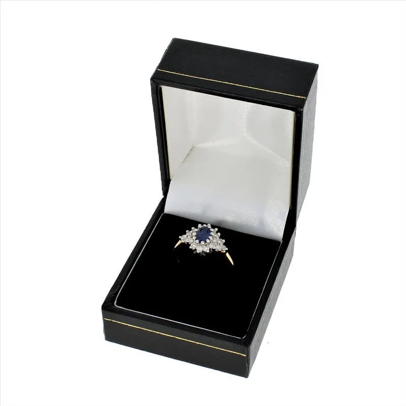 9ct Yellow Gold 0.49cts Brilliant Cut Diamond & Sapphire Cluster Ring