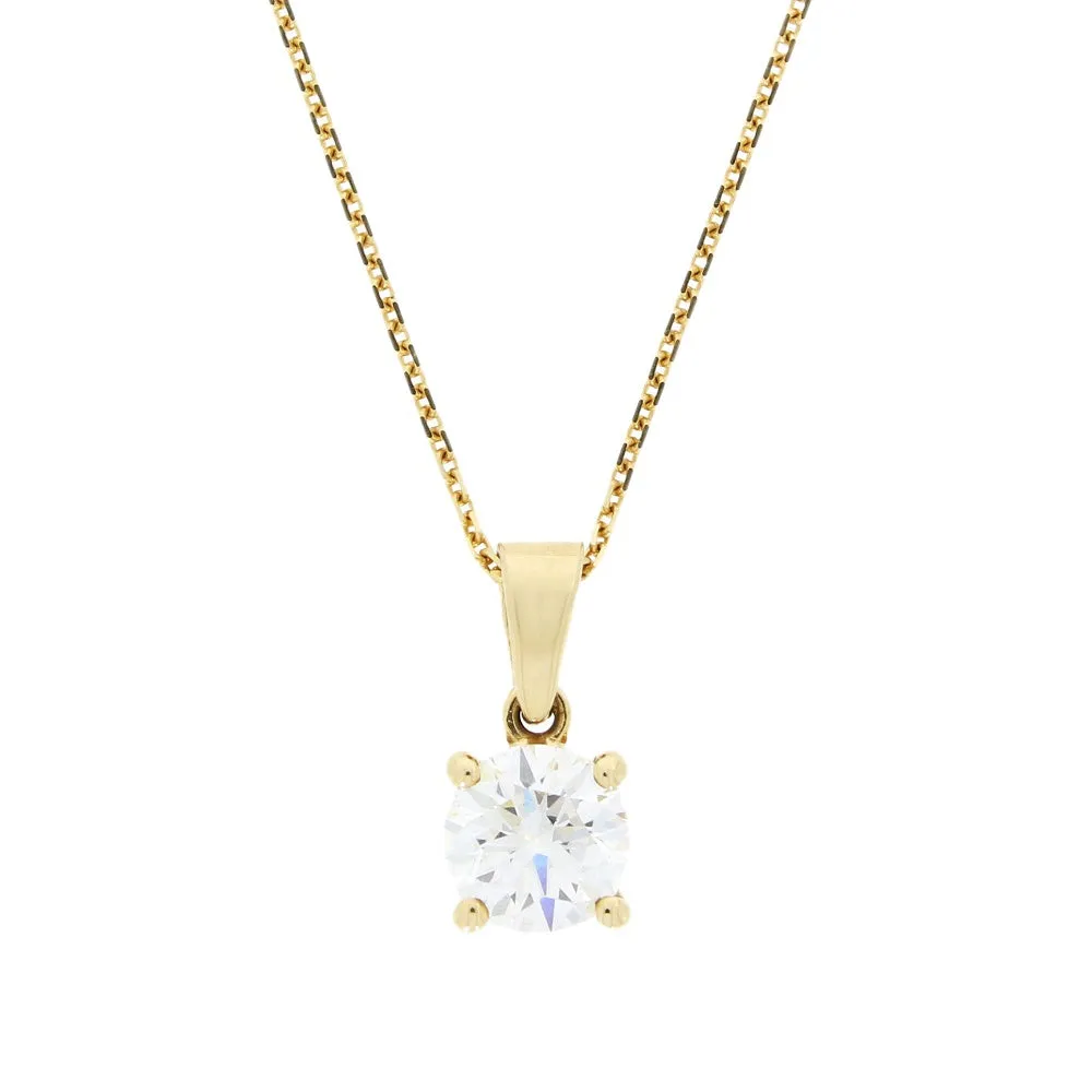 9ct Yellow Gold 1.46cts Brilliant Cut Lab Grown Diamond Pendant and Chain