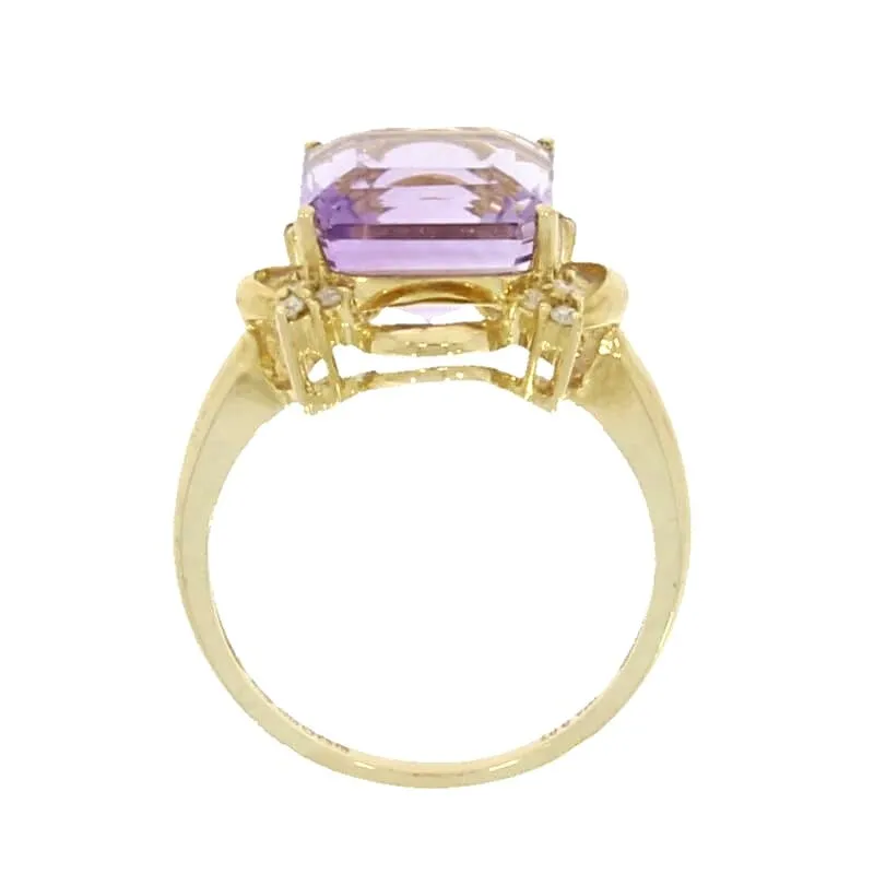 9ct Yellow Gold Amethyst and Diamond Dress Ring