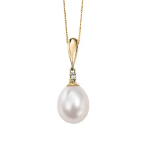 9ct Yellow Gold Freshwater Pearl and Diamond Pendant GP758W
