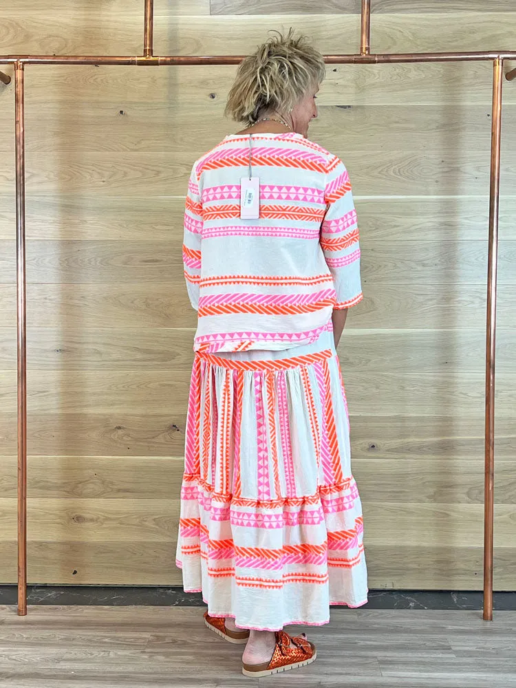ACL Aztec Print Blouse Pink & Orange