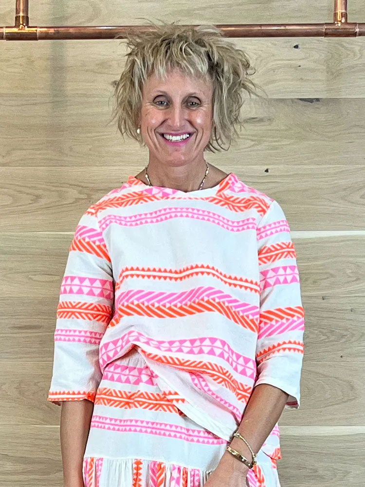 ACL Aztec Print Blouse Pink & Orange