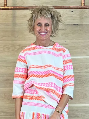 ACL Aztec Print Blouse Pink & Orange