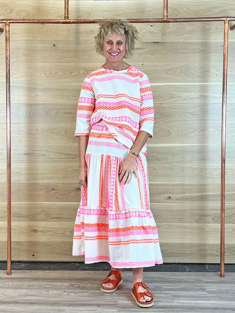 ACL Aztec Print Blouse Pink & Orange