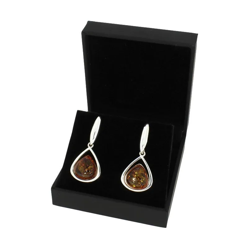 Amber Sterling Silver Drop Earrings