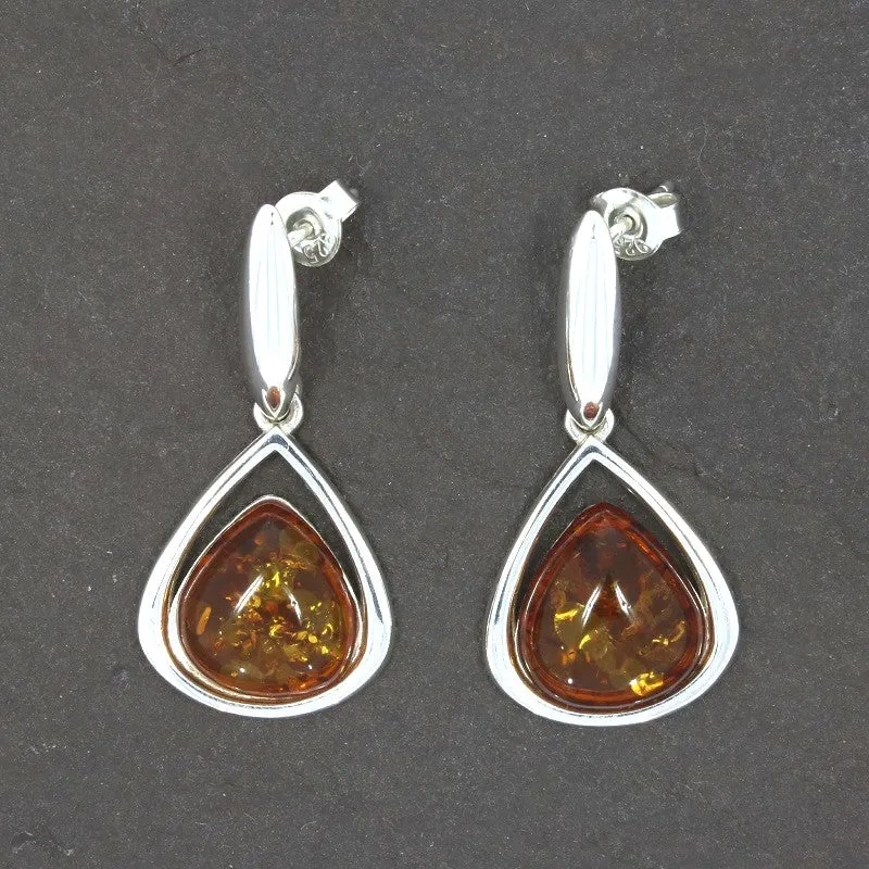 Amber Sterling Silver Drop Earrings