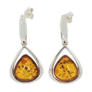 Amber Sterling Silver Drop Earrings