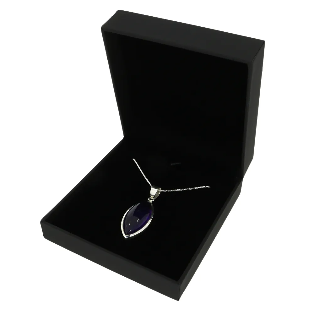 Amethyst Sterling Silver Marquise Pendant & Chain