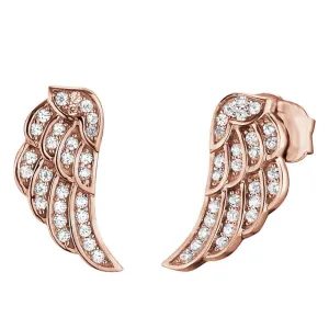 Angel Whisperer Wing Stud Earrings ERE-LILWING-ZI-STR Rose Gold Plated