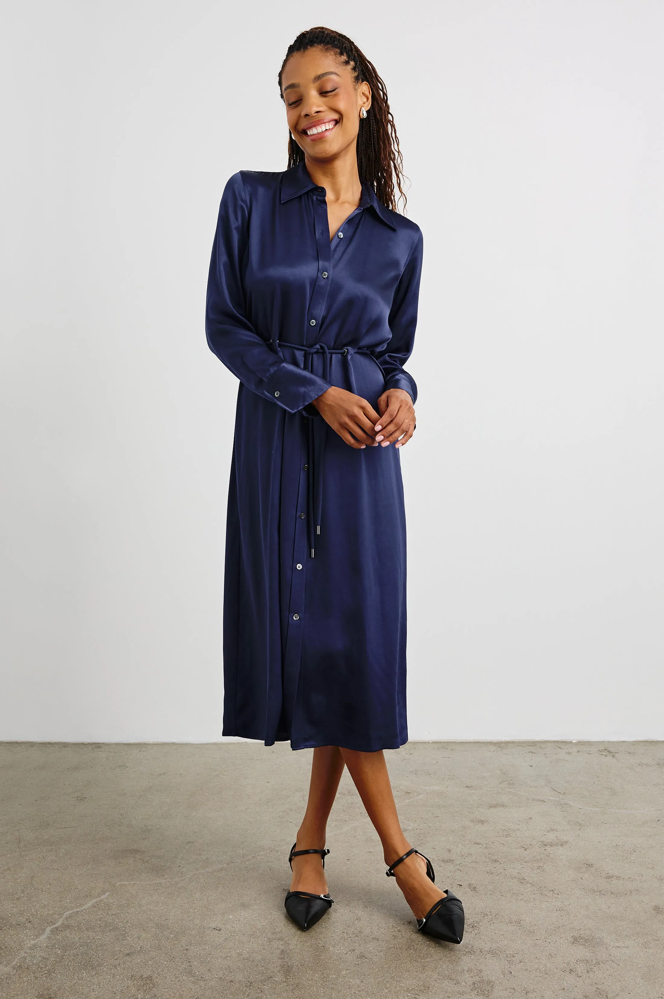 ANINA DRESS - NAVY Rails