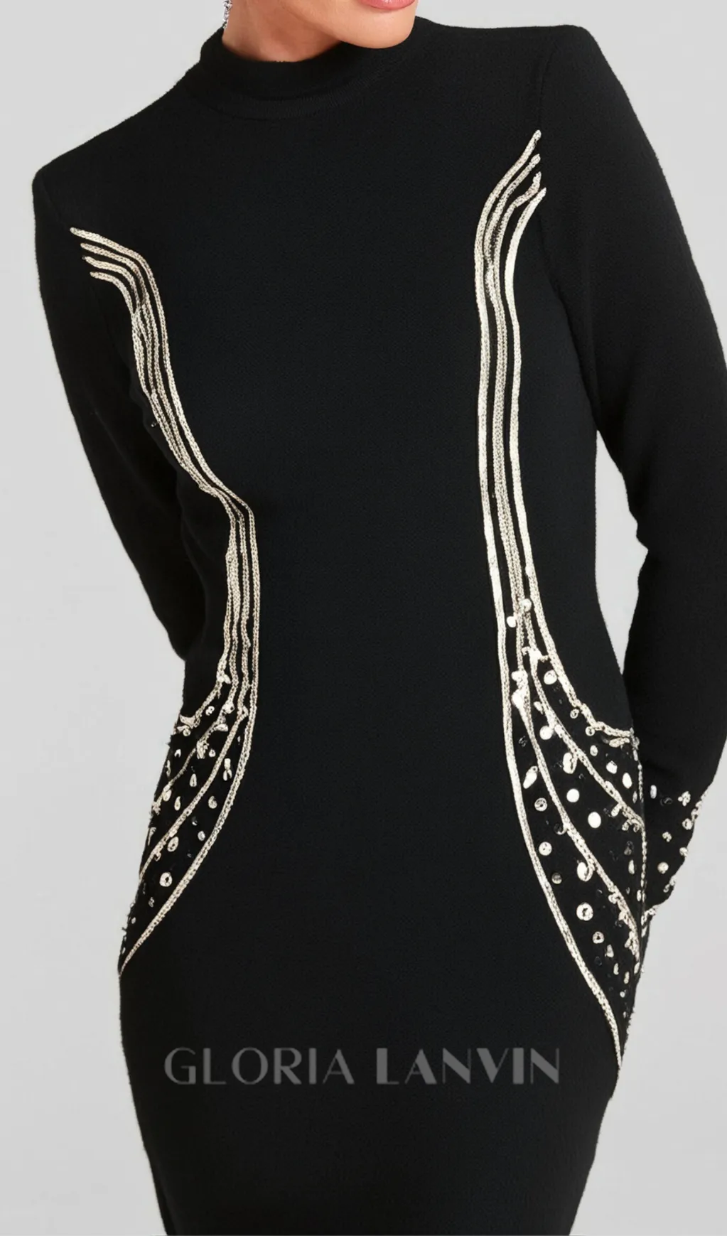 Ashley crystal embellished bodycon maxi dress in black Gloria Lanvin