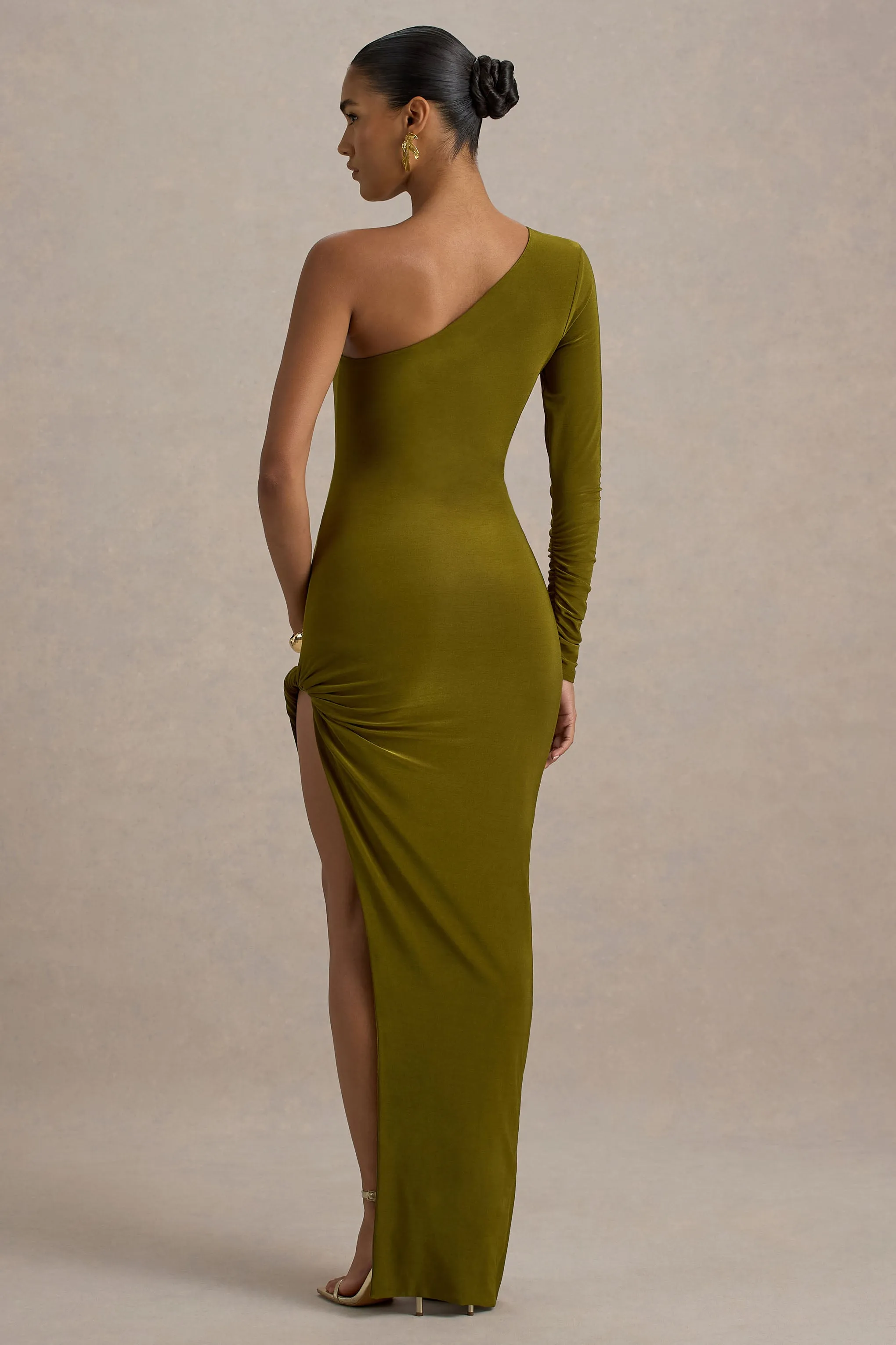 Astra | Green One-Shoulder Asymmetric Maxi Dress Club L London