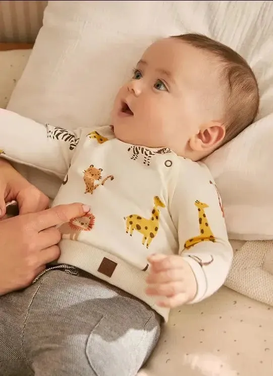 Beige Animal Graphic Dual Outfit Set Baby Boys | Mayoral