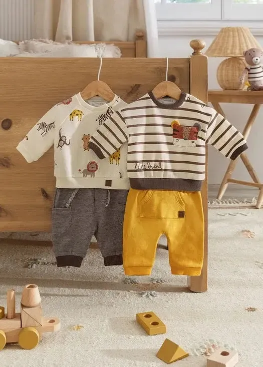 Beige Animal Graphic Dual Outfit Set Baby Boys | Mayoral