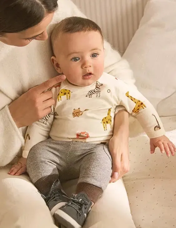 Beige Animal Graphic Dual Outfit Set Baby Boys | Mayoral