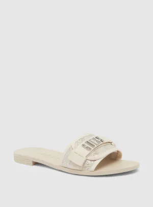 Beige Logo Elyze Slides Guess