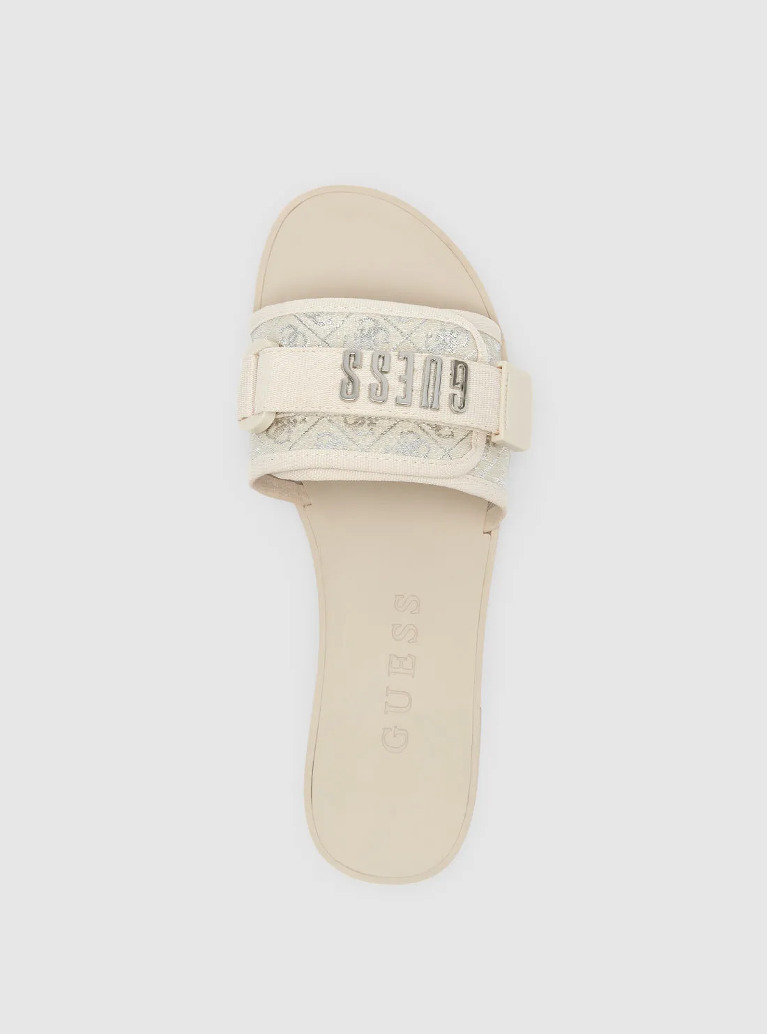 Beige Logo Elyze Slides Guess